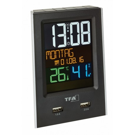 60.2537.01 Reloj despertador con puertos USB TFA 60.2537.01 TFA
