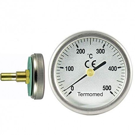 220415-500 Termómetro para puerta de horno con vaina de 30 mm, esfera de 52 mm, escala 0ºC + 500ºC Termomed